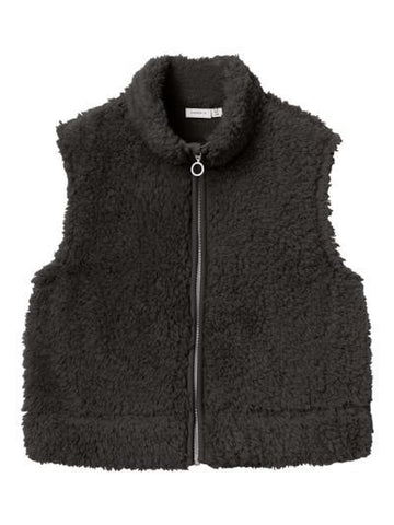 Nenny short teddy vest | Black