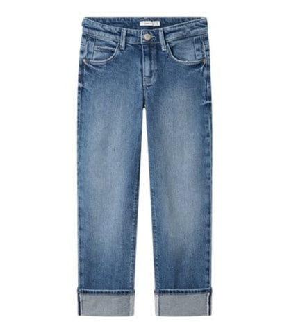Rose straight fold jeans | Med. Blue Denim