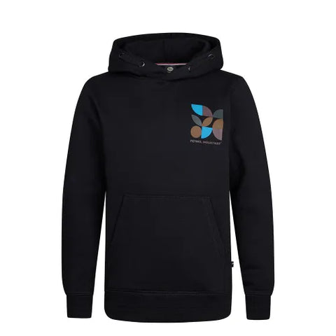 Sweater hooded print | Deep Black