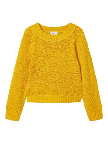 Korry ls short knit | Spicy Mustard & Tiger Lilly